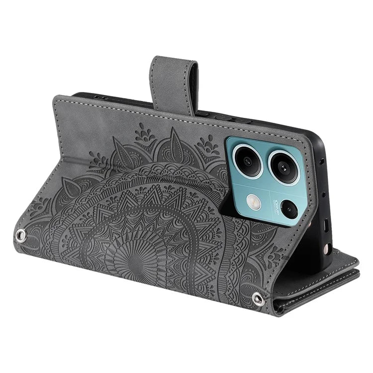 For Xiaomi Redmi Note 13 5G Phone Case Flower Pattern Leather Flip Wallet Cover