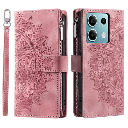 For Xiaomi Redmi Note 13 5G Phone Case Flower Pattern Leather Flip Wallet Cover