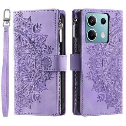 For Xiaomi Redmi Note 13 5G Phone Case Flower Pattern Leather Flip Wallet Cover