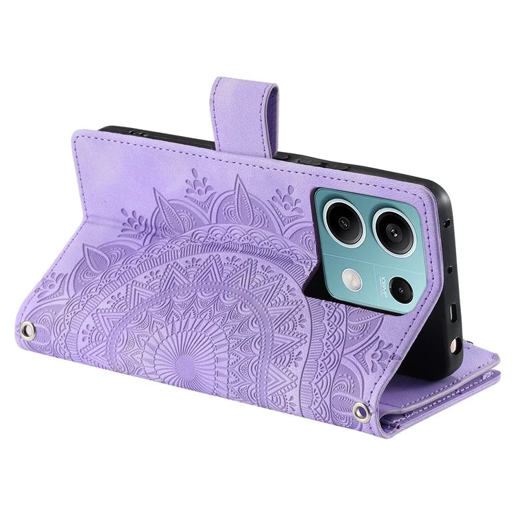 For Xiaomi Redmi Note 13 5G Phone Case Flower Pattern Leather Flip Wallet Cover