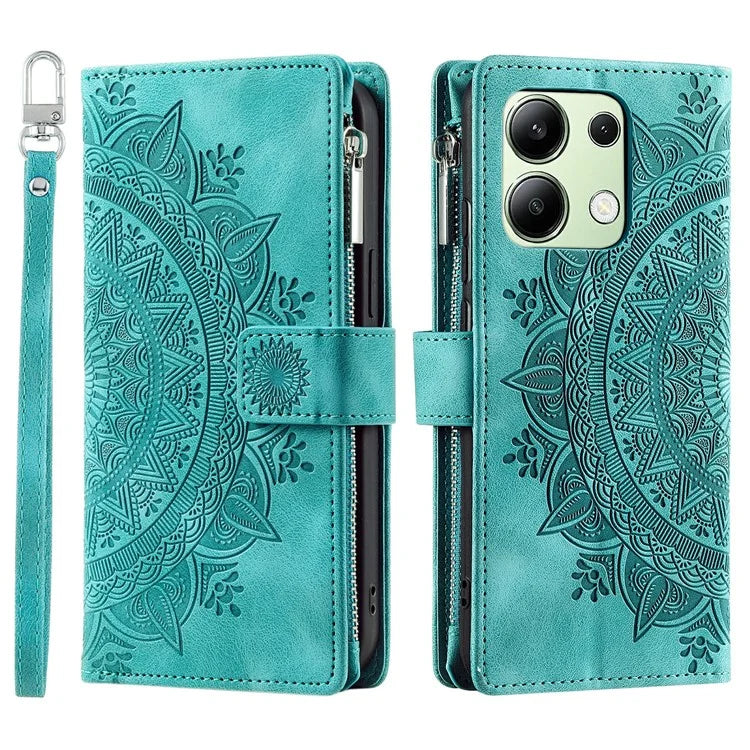 For Xiaomi Redmi Note 13 4G Phone Case Flower Pattern Stand Magnetic Clasp Leather Cover