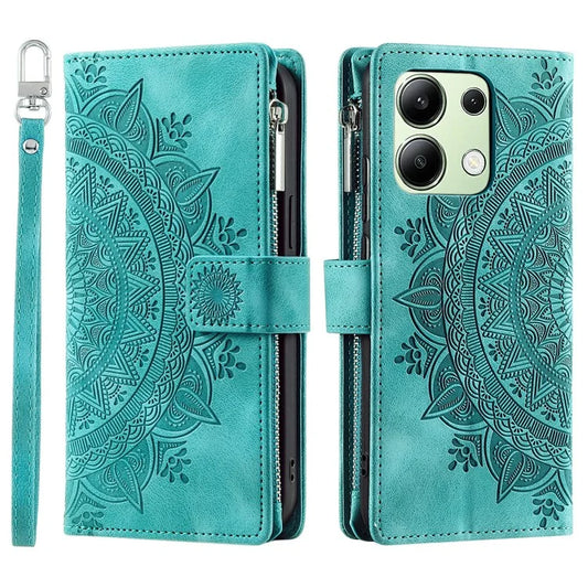 For Xiaomi Redmi Note 13 4G Phone Case Flower Pattern Stand Magnetic Clasp Leather Cover