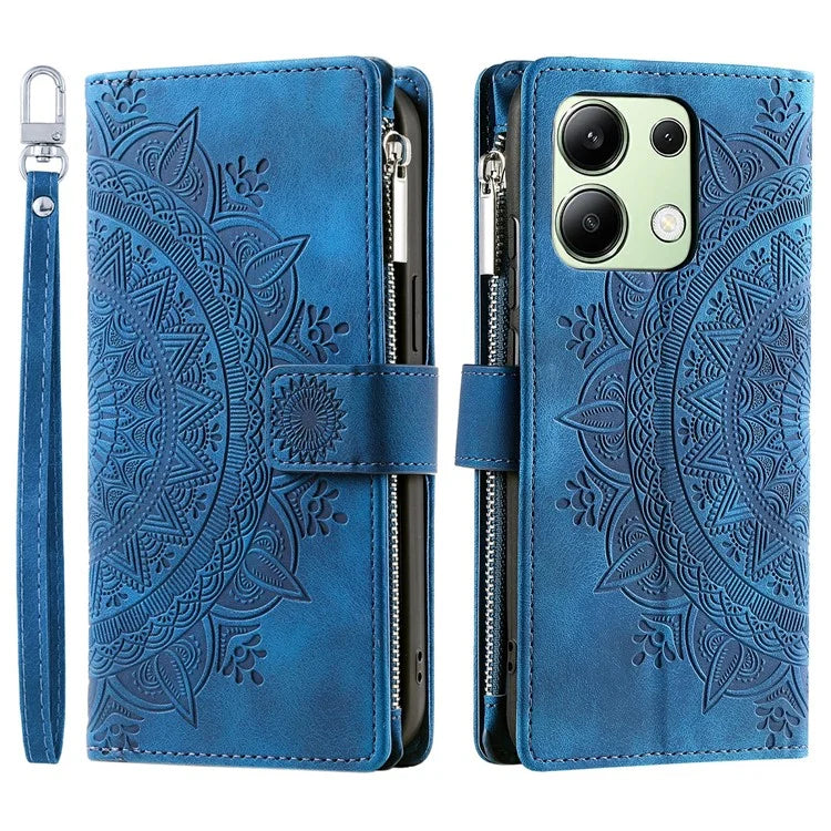 For Xiaomi Redmi Note 13 4G Phone Case Flower Pattern Stand Magnetic Clasp Leather Cover