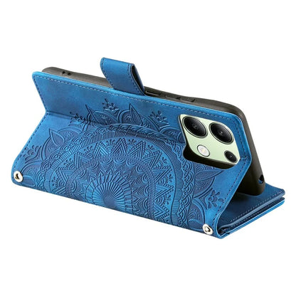 For Xiaomi Redmi Note 13 4G Phone Case Flower Pattern Stand Magnetic Clasp Leather Cover