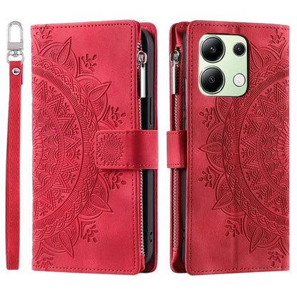 For Xiaomi Redmi Note 13 4G Phone Case Flower Pattern Stand Magnetic Clasp Leather Cover
