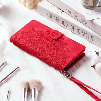 For Xiaomi Redmi Note 13 4G Phone Case Flower Pattern Stand Magnetic Clasp Leather Cover