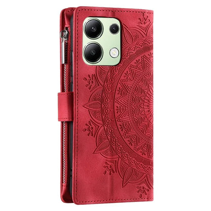 For Xiaomi Redmi Note 13 4G Phone Case Flower Pattern Stand Magnetic Clasp Leather Cover