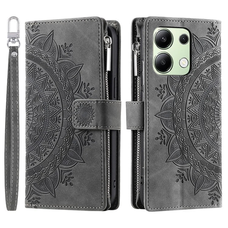 For Xiaomi Redmi Note 13 4G Phone Case Flower Pattern Stand Magnetic Clasp Leather Cover