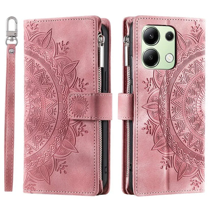 For Xiaomi Redmi Note 13 4G Phone Case Flower Pattern Stand Magnetic Clasp Leather Cover