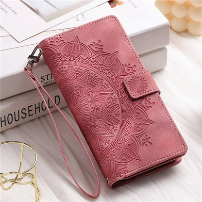 For Xiaomi Redmi Note 13 4G Phone Case Flower Pattern Stand Magnetic Clasp Leather Cover