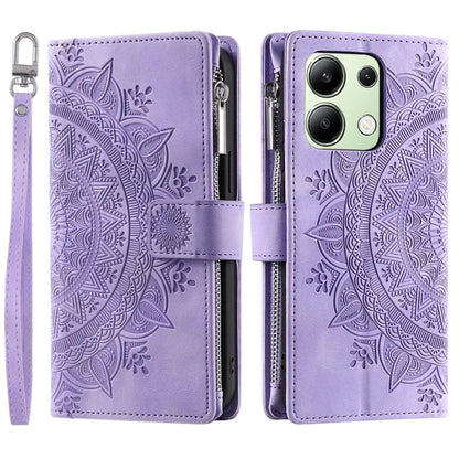 For Xiaomi Redmi Note 13 4G Phone Case Flower Pattern Stand Magnetic Clasp Leather Cover