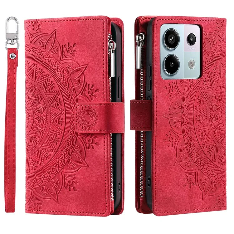 For Xiaomi Redmi Note 13 Pro 5G / Poco X6 5G Phone Case Flower Pattern Leather Flip Cover