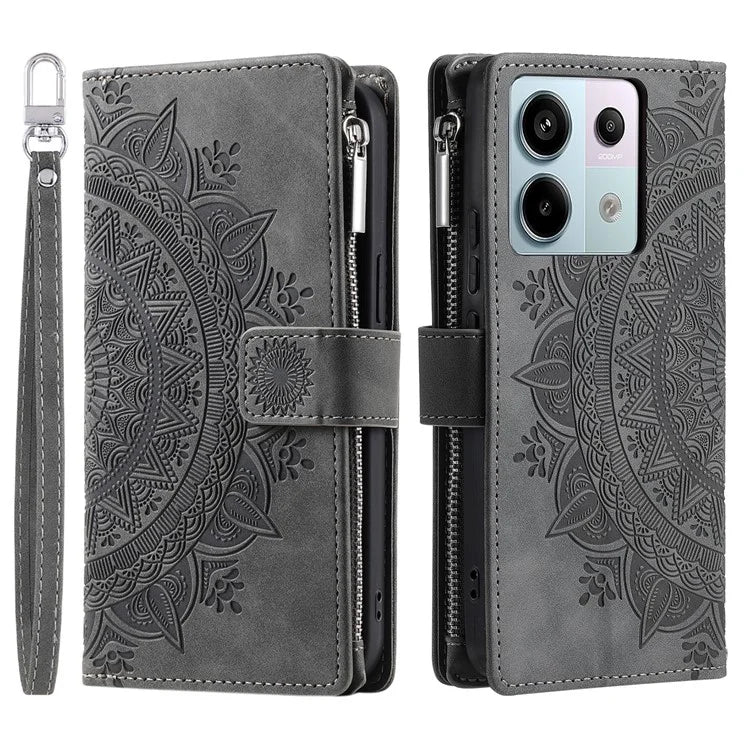 For Xiaomi Redmi Note 13 Pro 5G / Poco X6 5G Phone Case Flower Pattern Leather Flip Cover