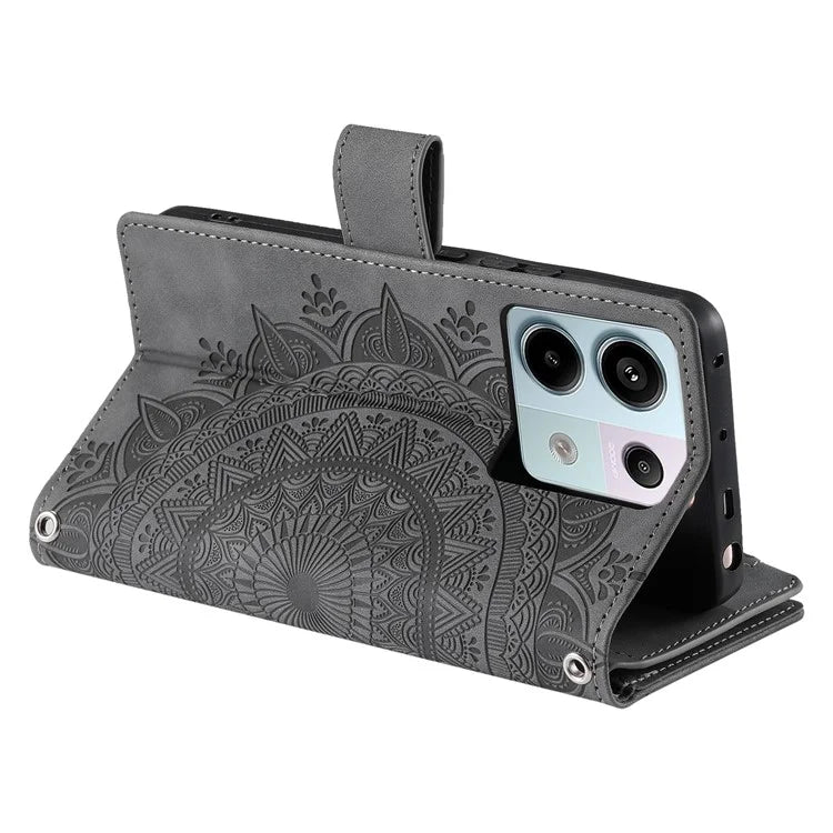 For Xiaomi Redmi Note 13 Pro 5G / Poco X6 5G Phone Case Flower Pattern Leather Flip Cover