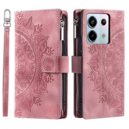 For Xiaomi Redmi Note 13 Pro 5G / Poco X6 5G Phone Case Flower Pattern Leather Flip Cover