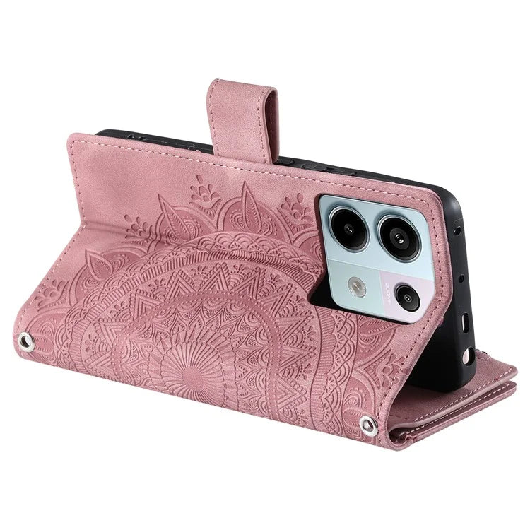 For Xiaomi Redmi Note 13 Pro 5G / Poco X6 5G Phone Case Flower Pattern Leather Flip Cover