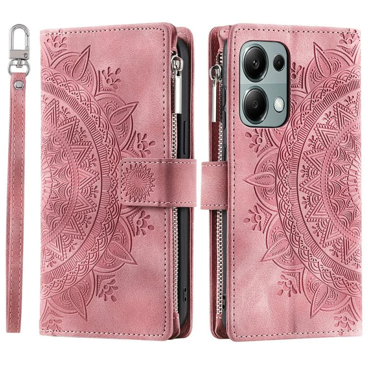 For Xiaomi Redmi Note 13 Pro 4G / Poco M6 Pro 4G Case PU Leather Flower Pattern Phone Cover