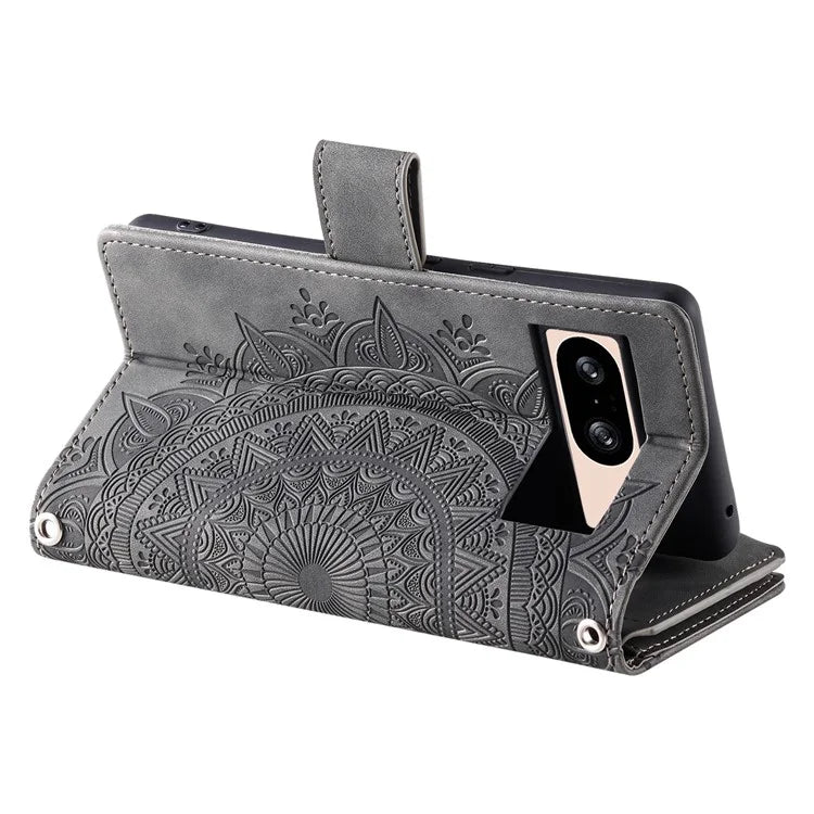 For Google Pixel 9 PU Leather Case Mandala Flower Pattern Phone Cover Wallet