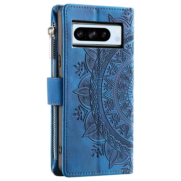 For Google Pixel 9 Pro Wallet Case PU Leather Wrist Strap Stand Feature Phone Cover