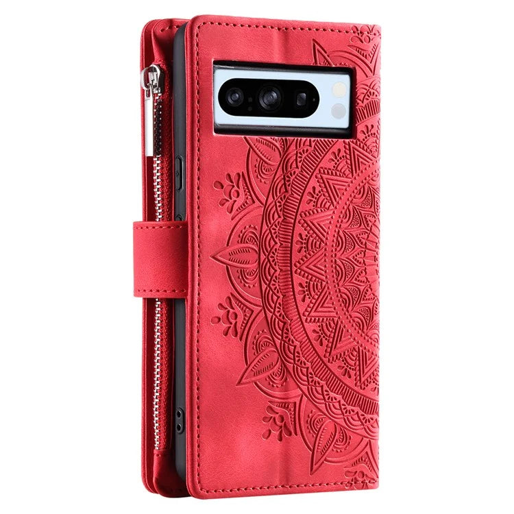 For Google Pixel 9 Pro Wallet Case PU Leather Wrist Strap Stand Feature Phone Cover