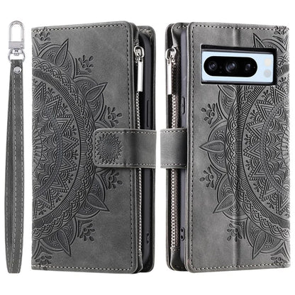 For Google Pixel 9 Pro Wallet Case PU Leather Wrist Strap Stand Feature Phone Cover