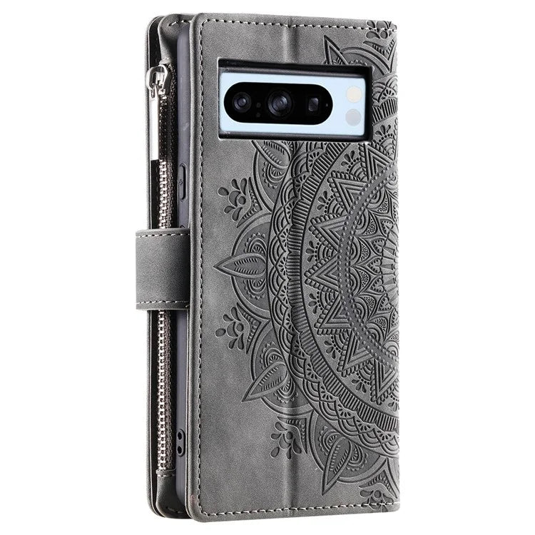 For Google Pixel 9 Pro Wallet Case PU Leather Wrist Strap Stand Feature Phone Cover