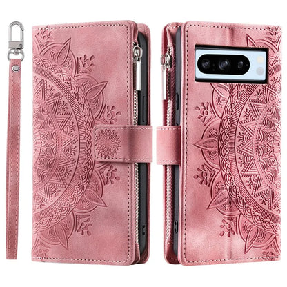 For Google Pixel 9 Pro Wallet Case PU Leather Wrist Strap Stand Feature Phone Cover
