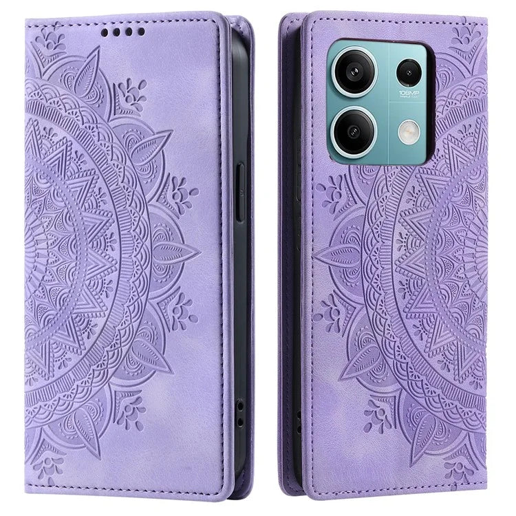 For Xiaomi Redmi Note 13 5G Leather Case Imprinted Mandala Wallet Phone Cover