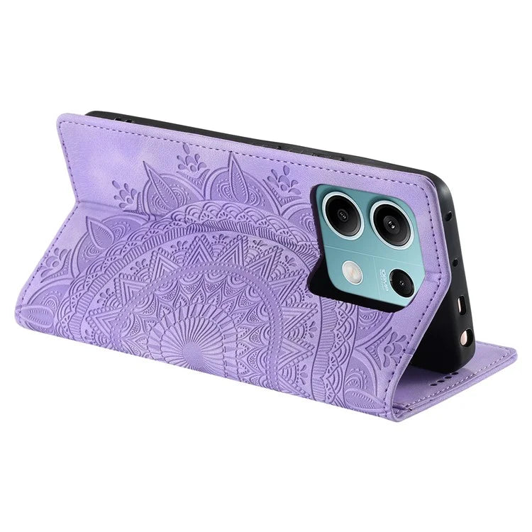 For Xiaomi Redmi Note 13 5G Leather Case Imprinted Mandala Wallet Phone Cover