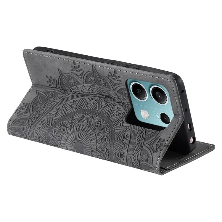For Xiaomi Redmi Note 13 5G Leather Case Imprinted Mandala Wallet Phone Cover