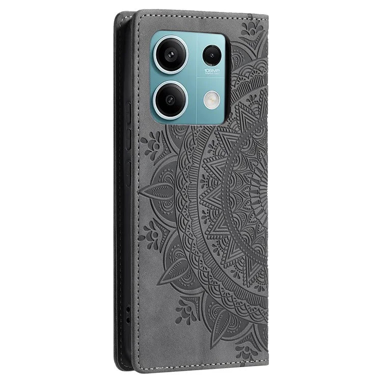 For Xiaomi Redmi Note 13 5G Leather Case Imprinted Mandala Wallet Phone Cover