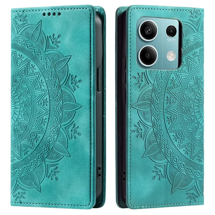 For Xiaomi Redmi Note 13 5G Leather Case Imprinted Mandala Wallet Phone Cover