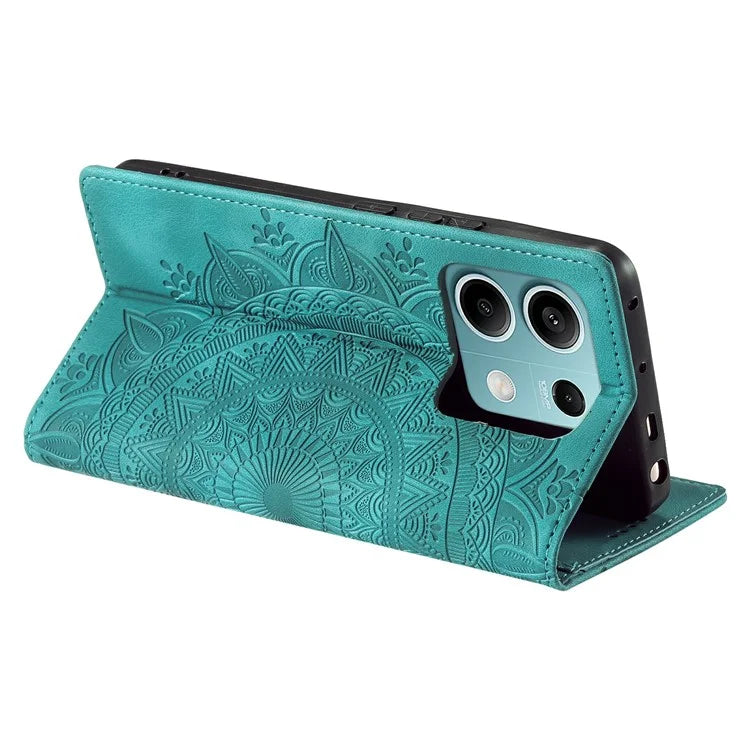 For Xiaomi Redmi Note 13 5G Leather Case Imprinted Mandala Wallet Phone Cover