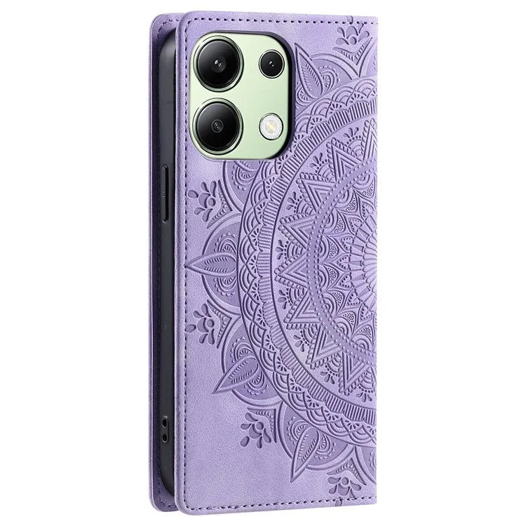 For Xiaomi Redmi Note 13 4G Case Leather Flip Phone Cover Mandala Flower Pattern