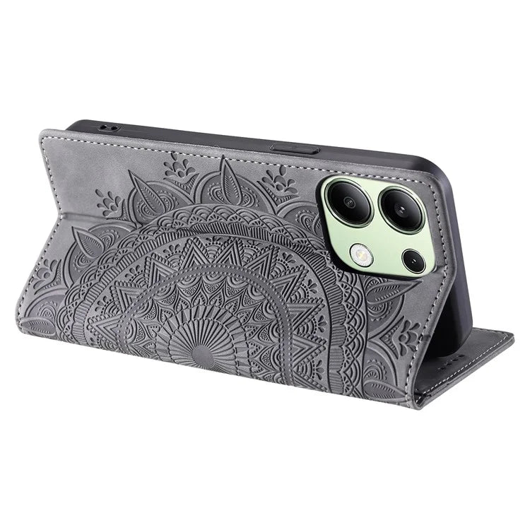 For Xiaomi Redmi Note 13 4G Case Leather Flip Phone Cover Mandala Flower Pattern