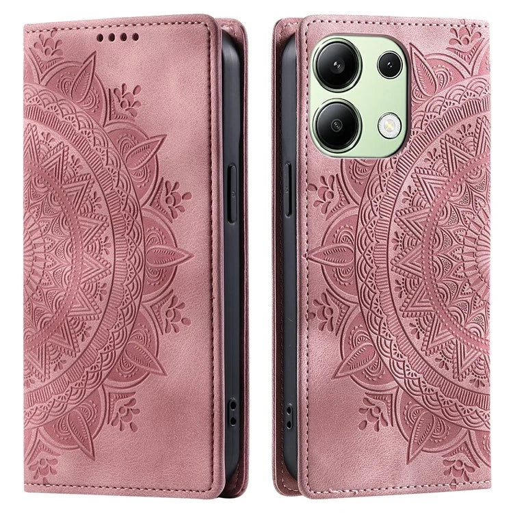For Xiaomi Redmi Note 13 4G Case Leather Flip Phone Cover Mandala Flower Pattern
