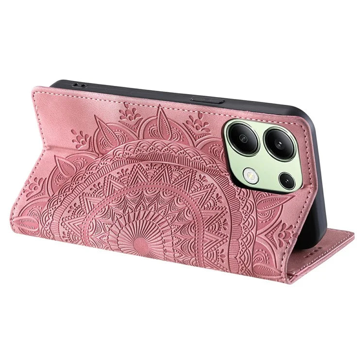 For Xiaomi Redmi Note 13 4G Case Leather Flip Phone Cover Mandala Flower Pattern