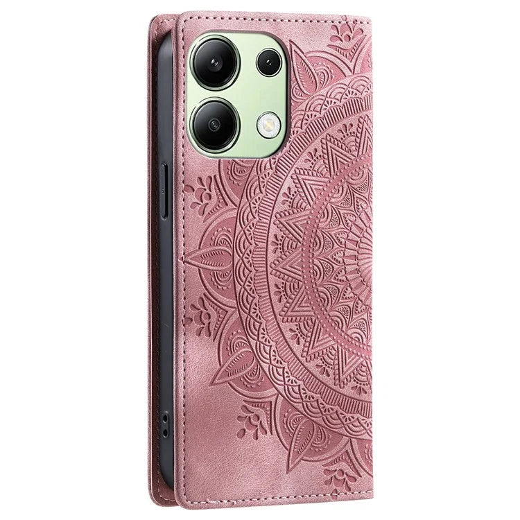 For Xiaomi Redmi Note 13 4G Case Leather Flip Phone Cover Mandala Flower Pattern