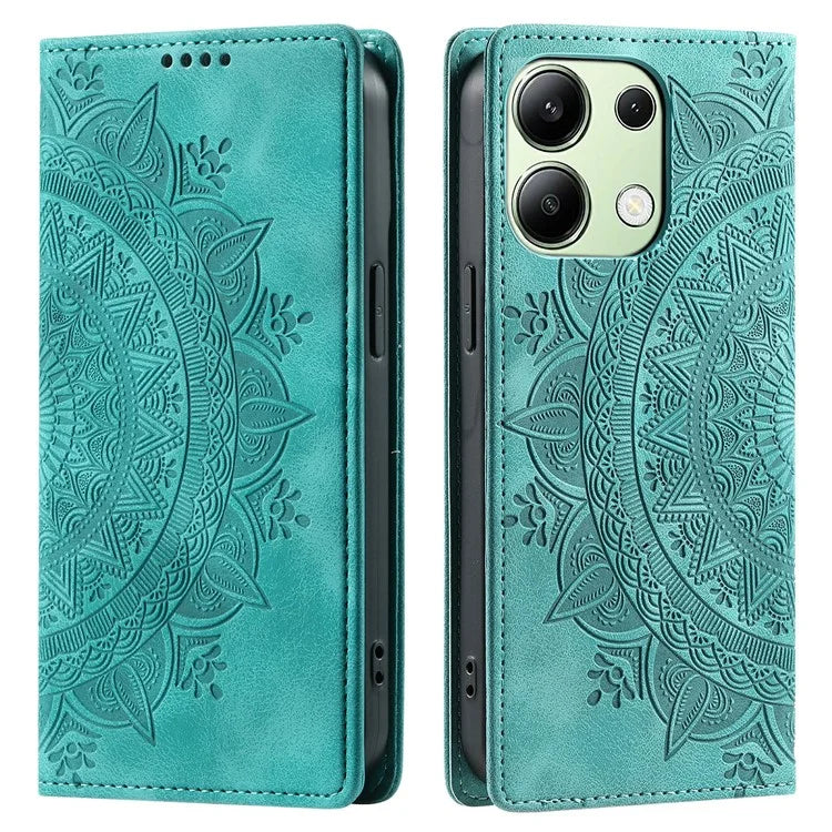 For Xiaomi Redmi Note 13 4G Case Leather Flip Phone Cover Mandala Flower Pattern