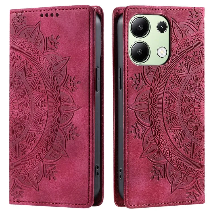 For Xiaomi Redmi Note 13 4G Case Leather Flip Phone Cover Mandala Flower Pattern