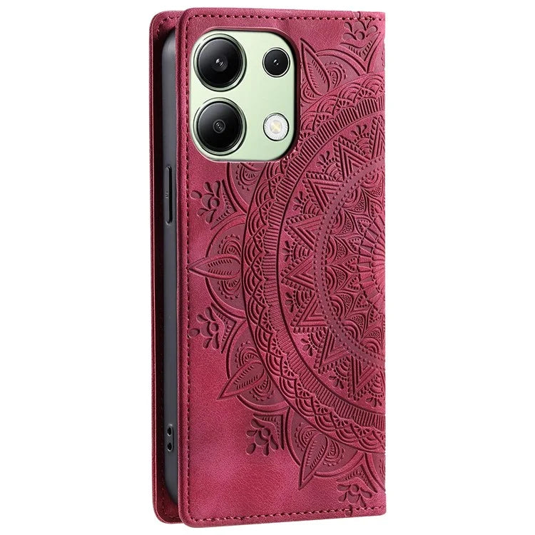 For Xiaomi Redmi Note 13 4G Case Leather Flip Phone Cover Mandala Flower Pattern