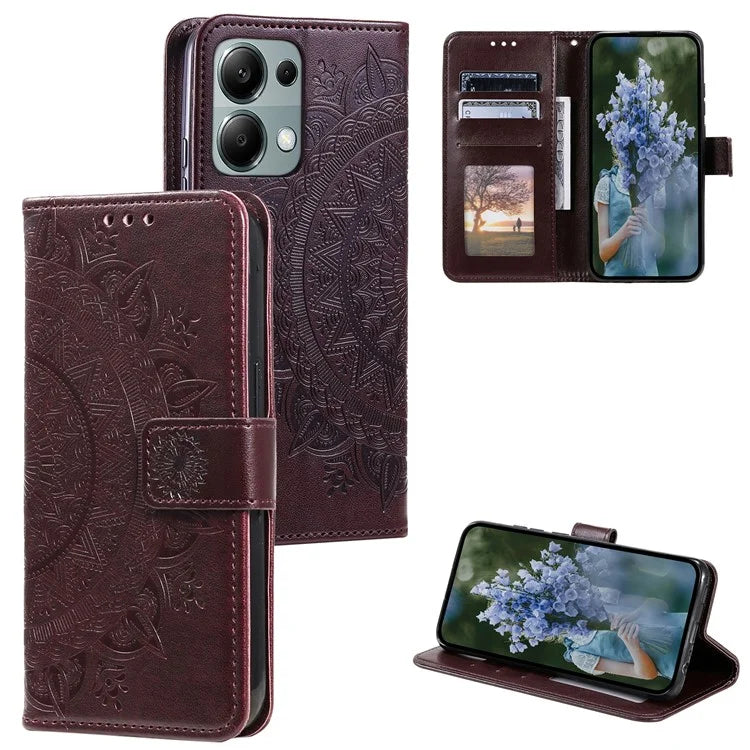 For Xiaomi Redmi Note 13 Pro 4G / Poco M6 Pro 4G Case Wallet Leather Cover Mandala Flower