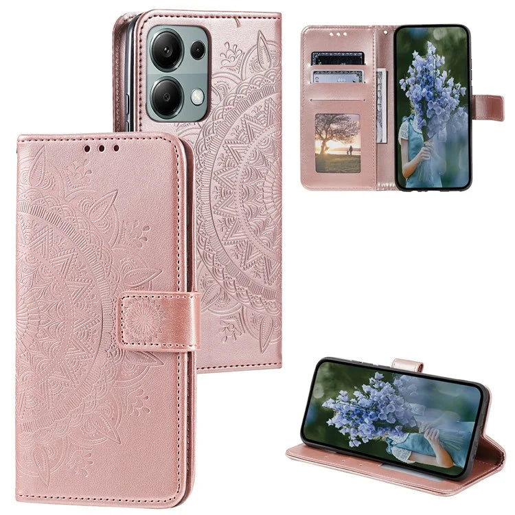 For Xiaomi Redmi Note 13 Pro 4G / Poco M6 Pro 4G Case Wallet Leather Cover Mandala Flower