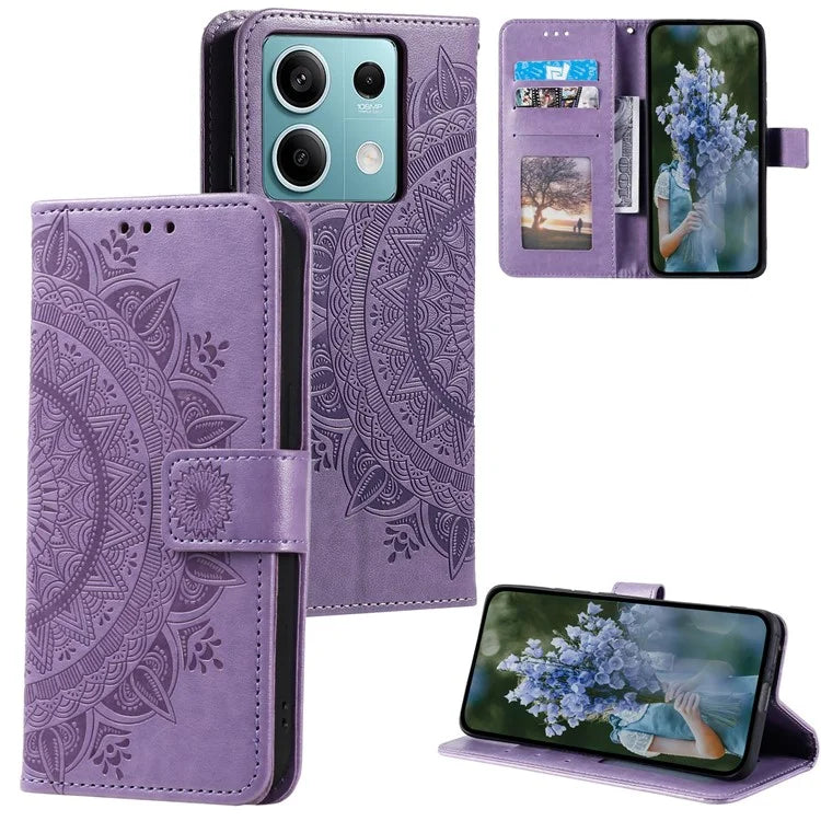For Xiaomi Redmi Note 13 5G Leather Case Mandala Flower Cover Magnetic Clasp