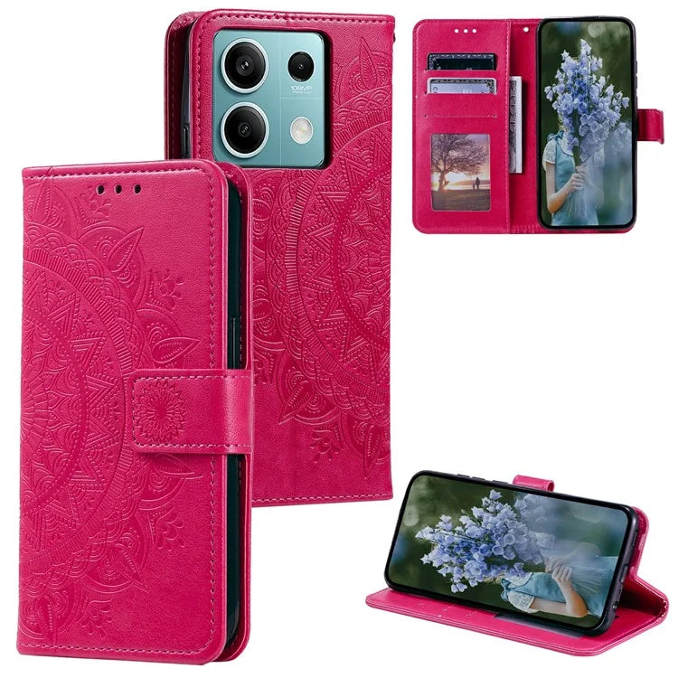 For Xiaomi Redmi Note 13 5G Leather Case Mandala Flower Cover Magnetic Clasp