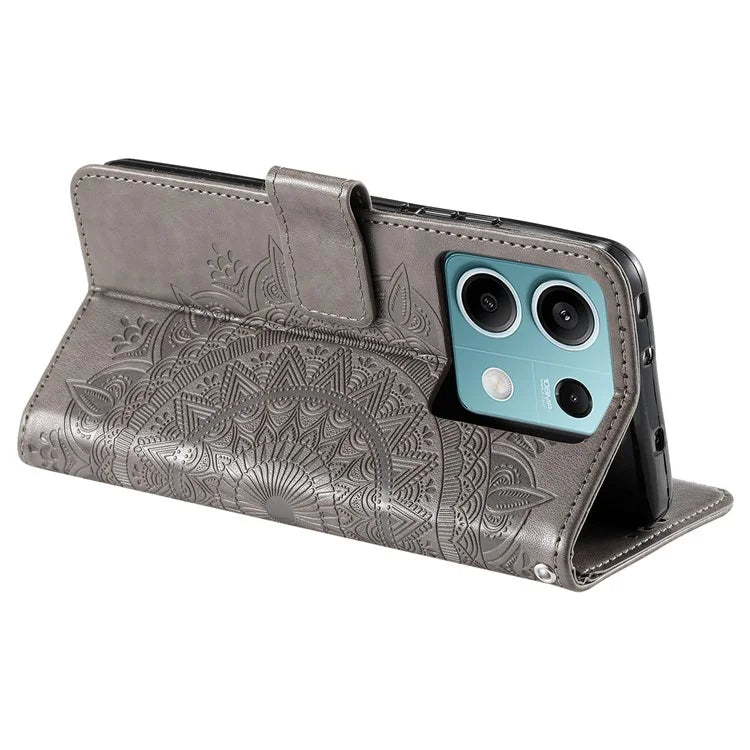 For Xiaomi Redmi Note 13 5G Leather Case Mandala Flower Cover Magnetic Clasp