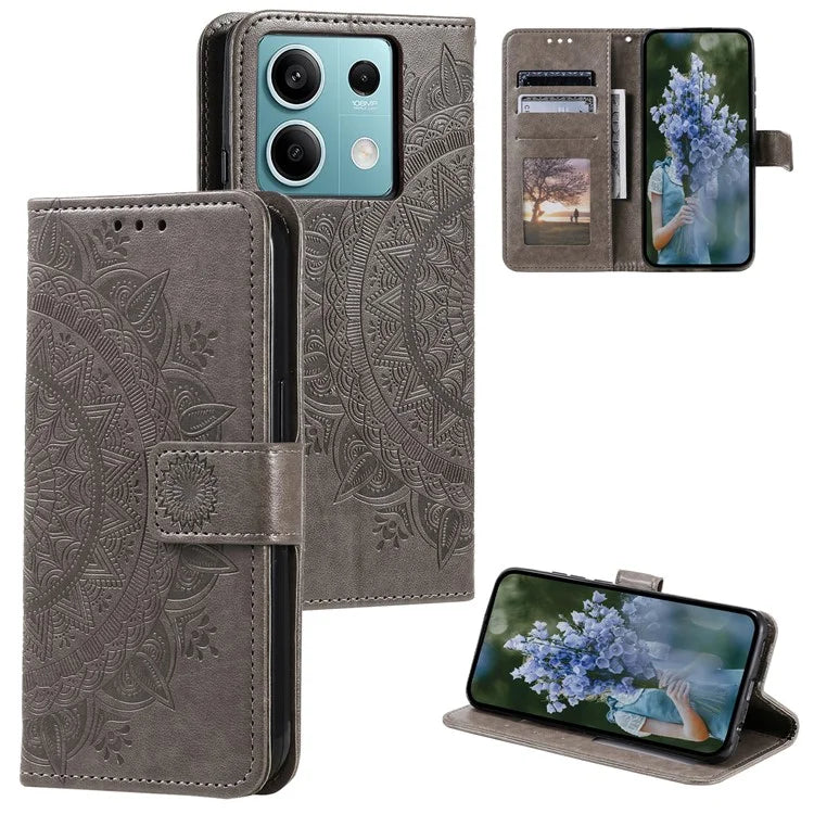 For Xiaomi Redmi Note 13 5G Leather Case Mandala Flower Cover Magnetic Clasp