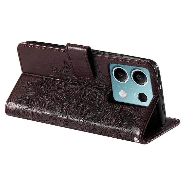 For Xiaomi Redmi Note 13 5G Leather Case Mandala Flower Cover Magnetic Clasp