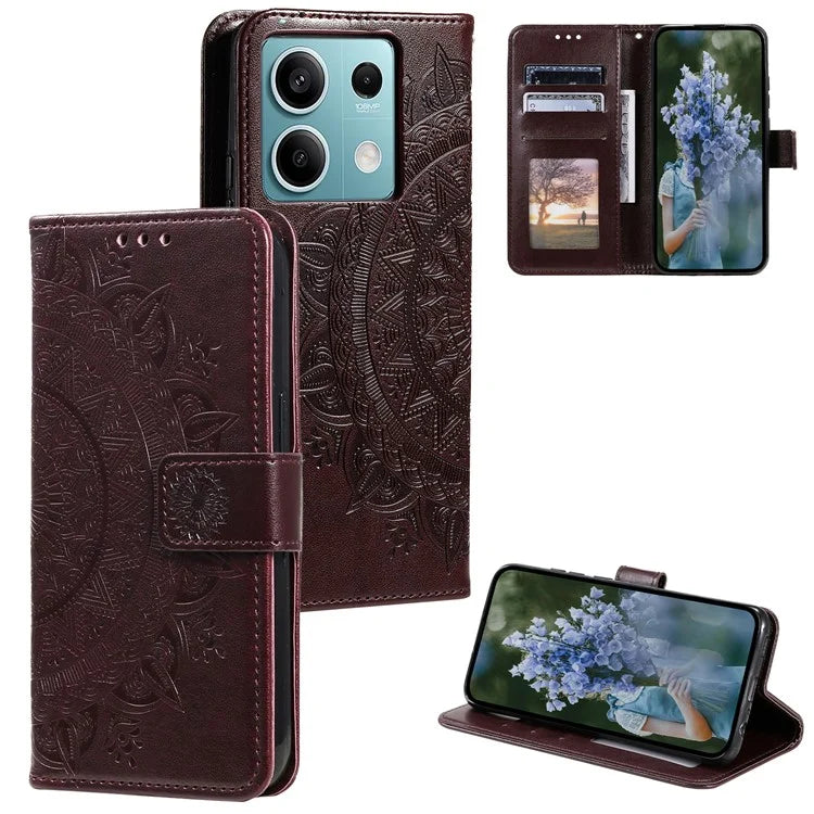 For Xiaomi Redmi Note 13 5G Leather Case Mandala Flower Cover Magnetic Clasp
