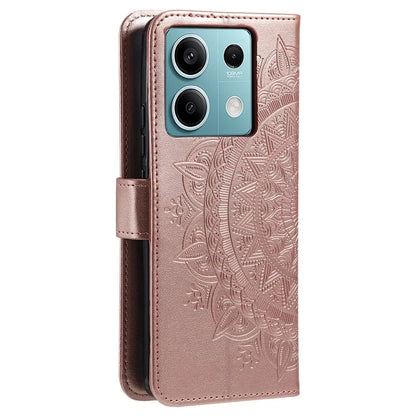 For Xiaomi Redmi Note 13 5G Leather Case Mandala Flower Cover Magnetic Clasp Gold